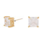 18kt Gold Plated Cubic Zirconia Square Stud Earrings - 7MM,