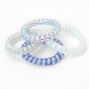 Holographic Glitter Spiral Hair Bobbles - Blue, 4 Pack,