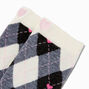 Chaussettes montantes c&oelig;ur rose &eacute;cossais noir et blanc - 1&nbsp;paire,