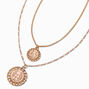 Claire&#39;s Club Gold Scalloped Edge Coin Multi Strand Necklace Set - 2 Pack,