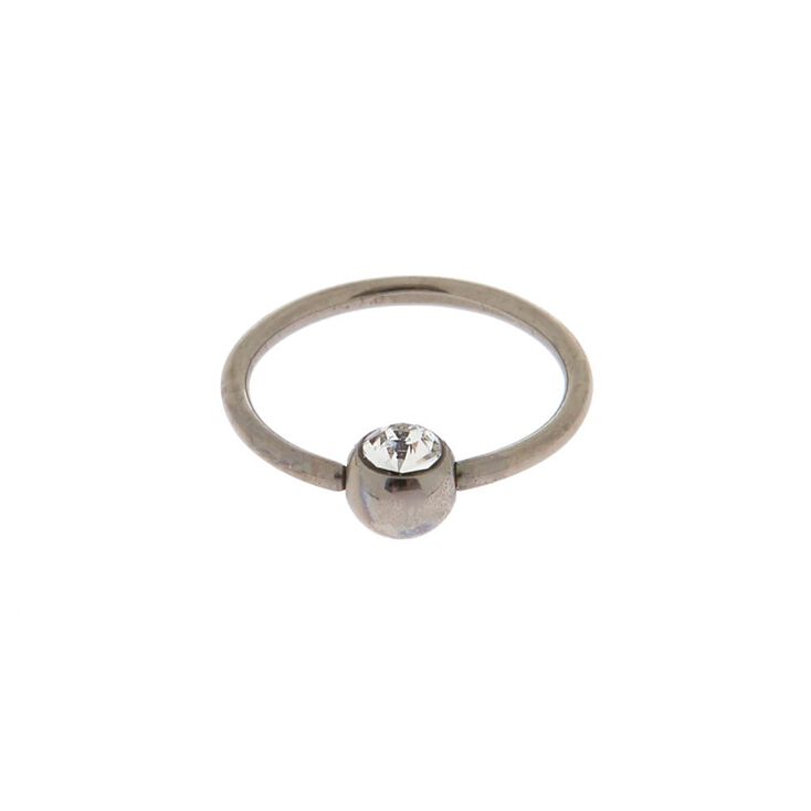 Silver-tone Titanium Cubic Zirconia 20G Cartilage Hoop Earring,