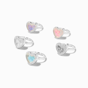 Claire&#39;s Club Pastel Shaky Heart Rings - 5 Pack,