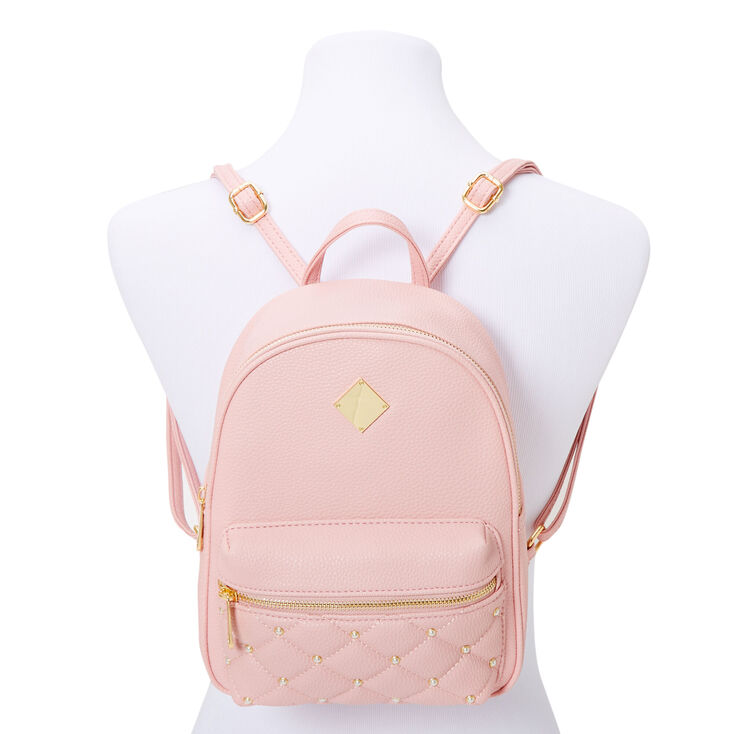 Pink Pearl Quilted Small Backpack,