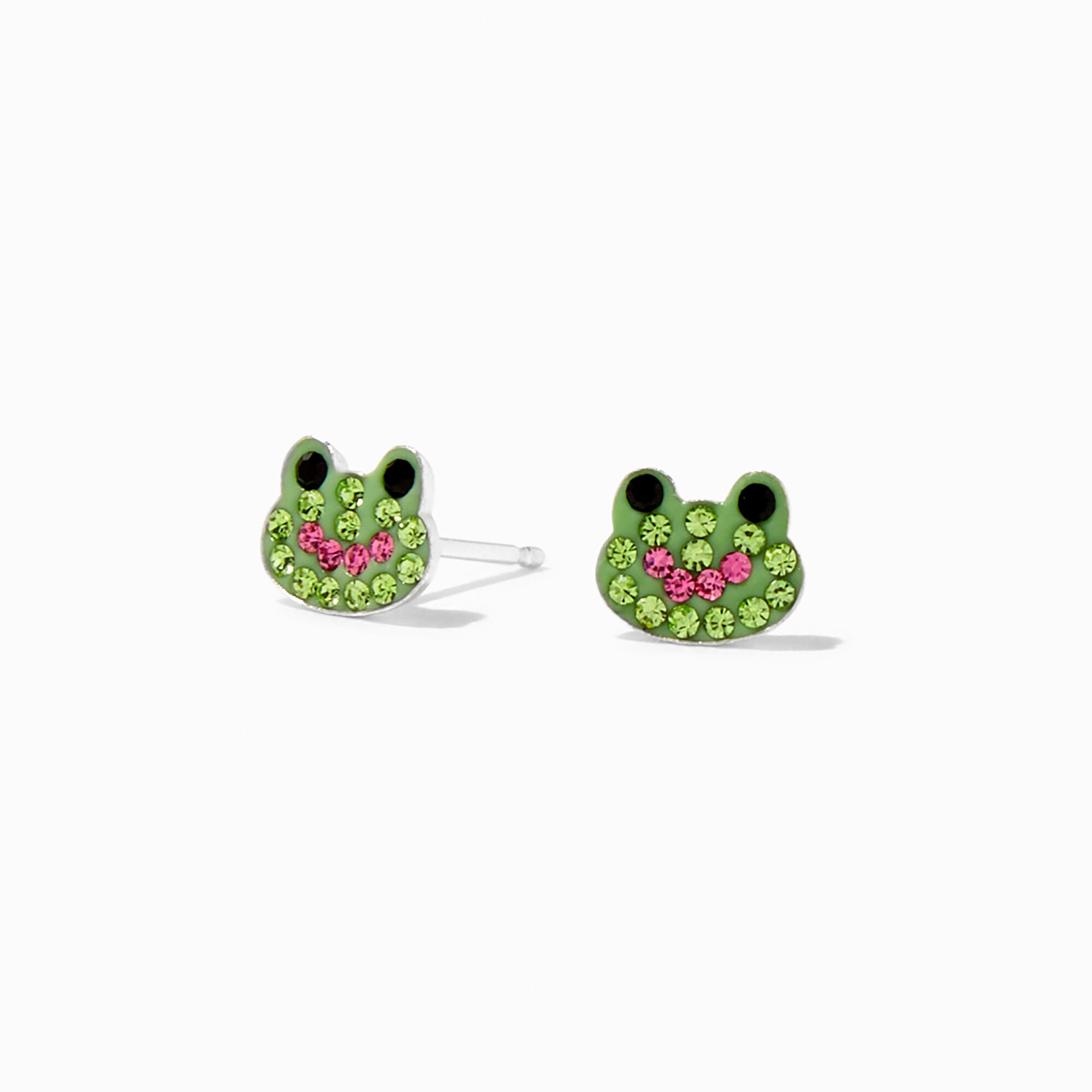 View Claires Crystal Frog Stud Earrings Silver information