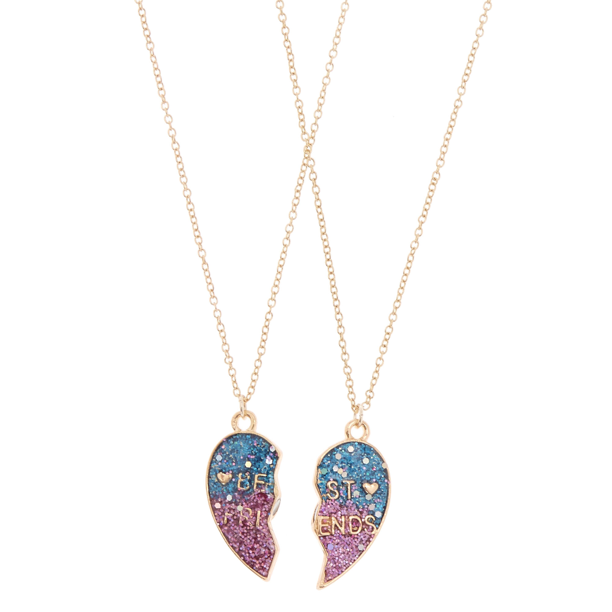 Pink & Blue Heart BFF Necklace Set | Claire's US
