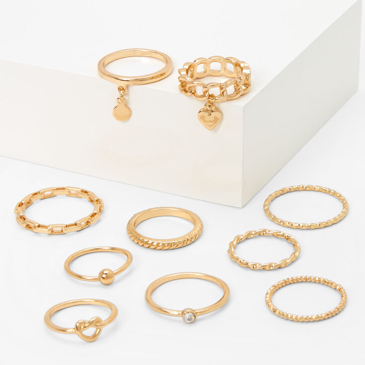 Gold Woven Charm Rings - 10 Pack,