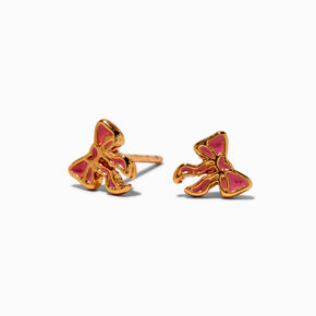 C LUXE by Claire&#39;s 18kt Gold Plated Pink Enamel Bow Stud Earrings,
