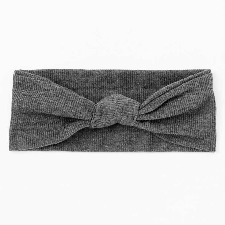 Ribbed Knotted Headwrap - Charcoal | Claire's US
