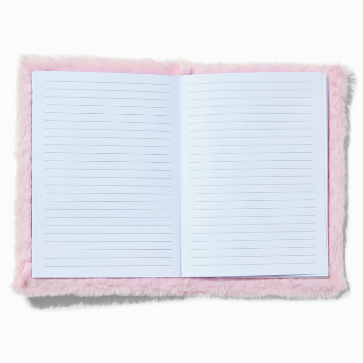 Pink Gemstone Heart Furry Pink Notebook,