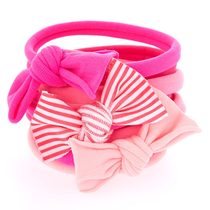 Girly Bow Hair Bobbles - Pink, 8 Pack,