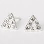Sterling Silver Crystal Triangle Stud Earrings,