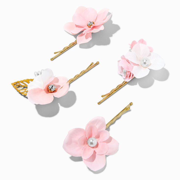 Embellished Pink Flower Hair Pins - 4 Pack | Claire's US