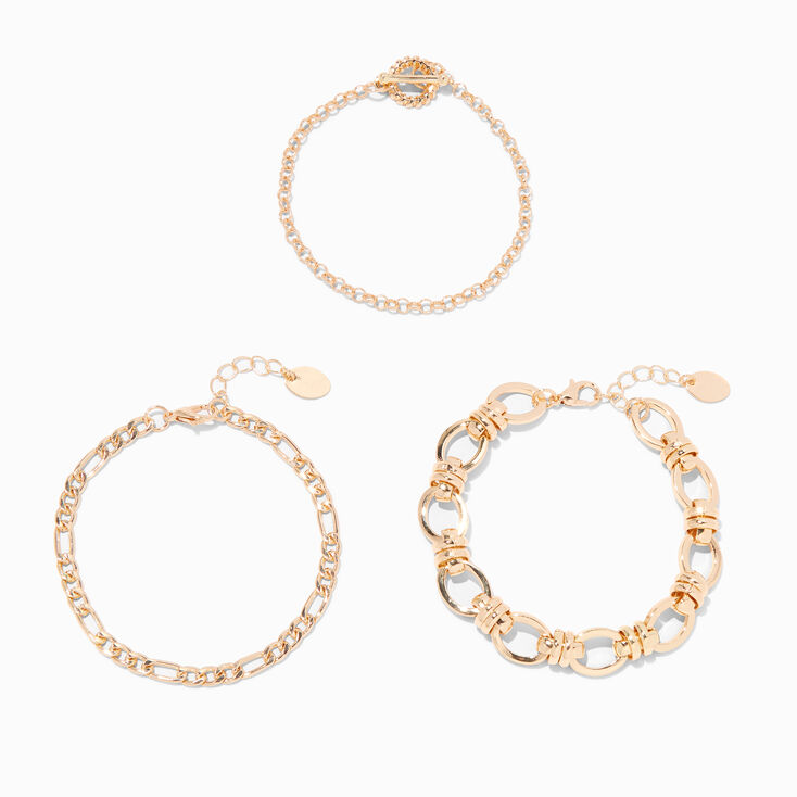 Gold Chain Link Bracelets - 3 Pack | Claire's US