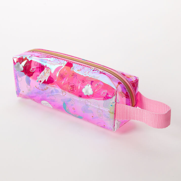 Claire's Trousse à crayons motifs divers « Head In The Clouds » - Rose