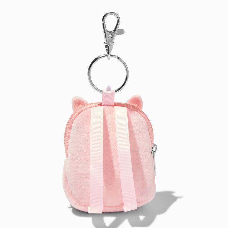 Porte-cl&eacute;s mini sac &agrave; dos licorne rose,