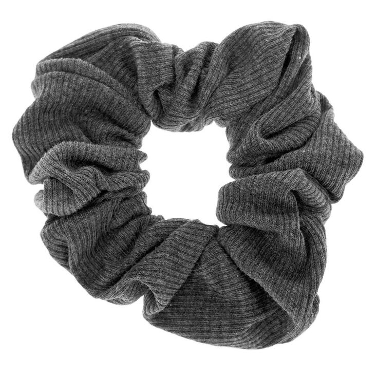 Medium Ribbed Hair Scrunchie - Charcoal,