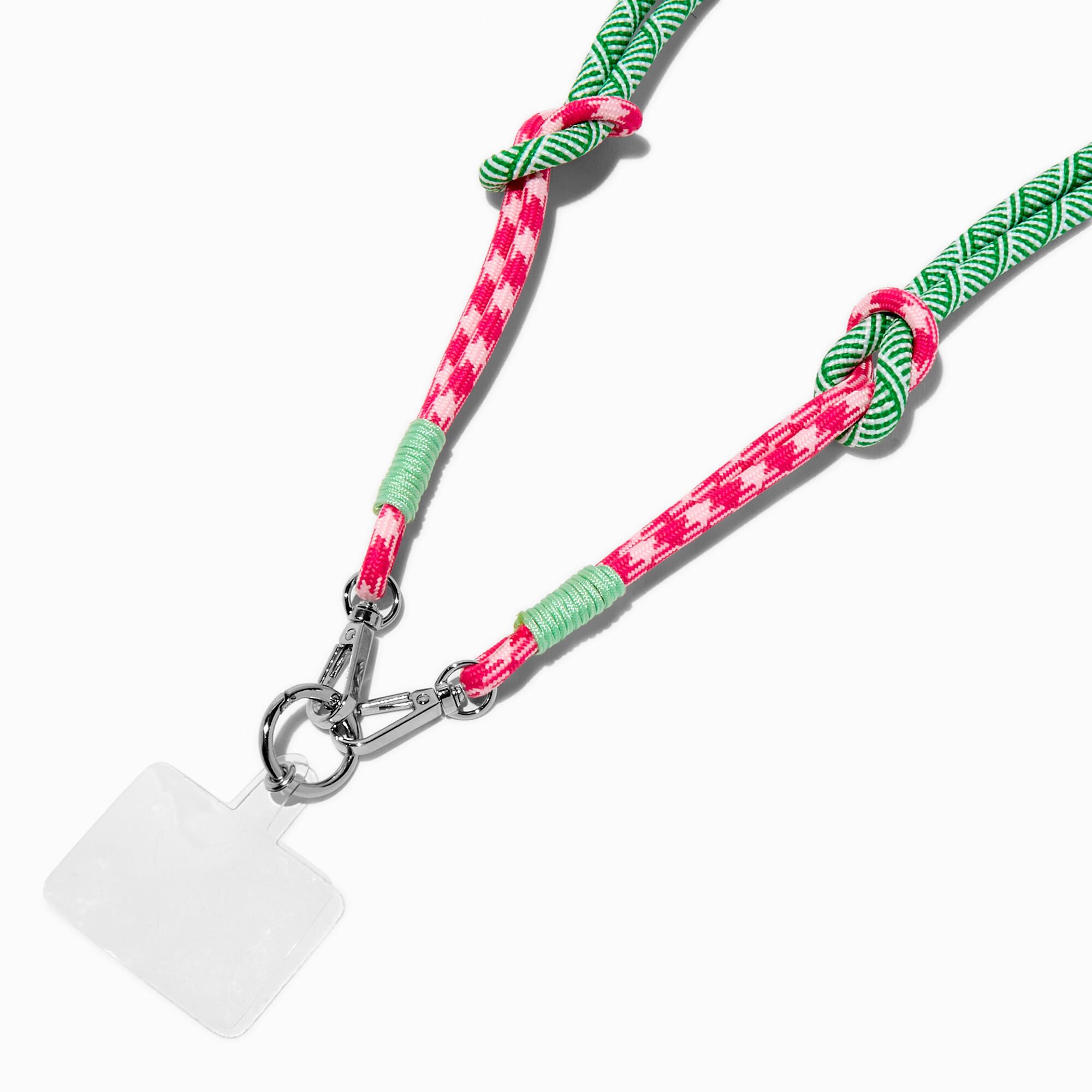 Pink & Green Patterned Crossbody Phone Lanyard,