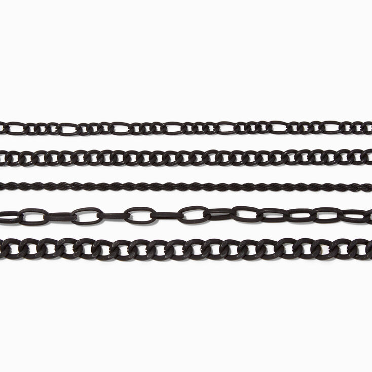 Black Woven Chain Bracelet Set - 5 Pack,