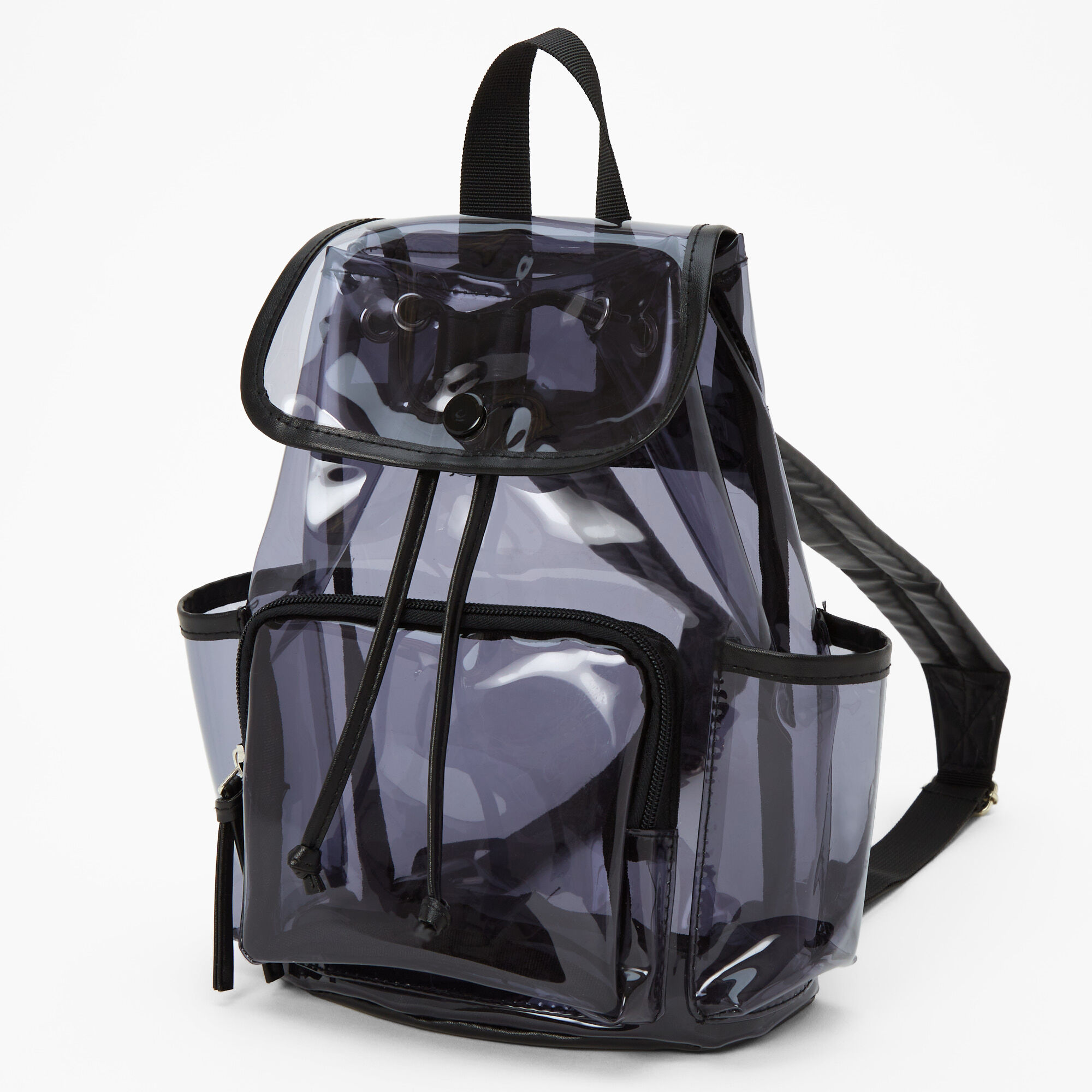 Black Trim Clear Small Backpack Claire s US