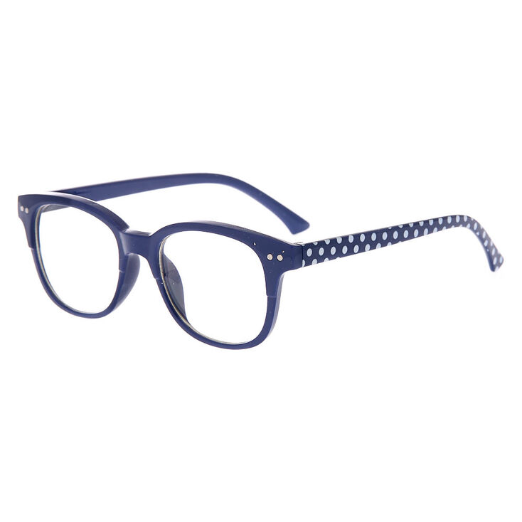 Claire&#39;s Club Polka Dot Rectangle Clear Lens Frames - Navy,