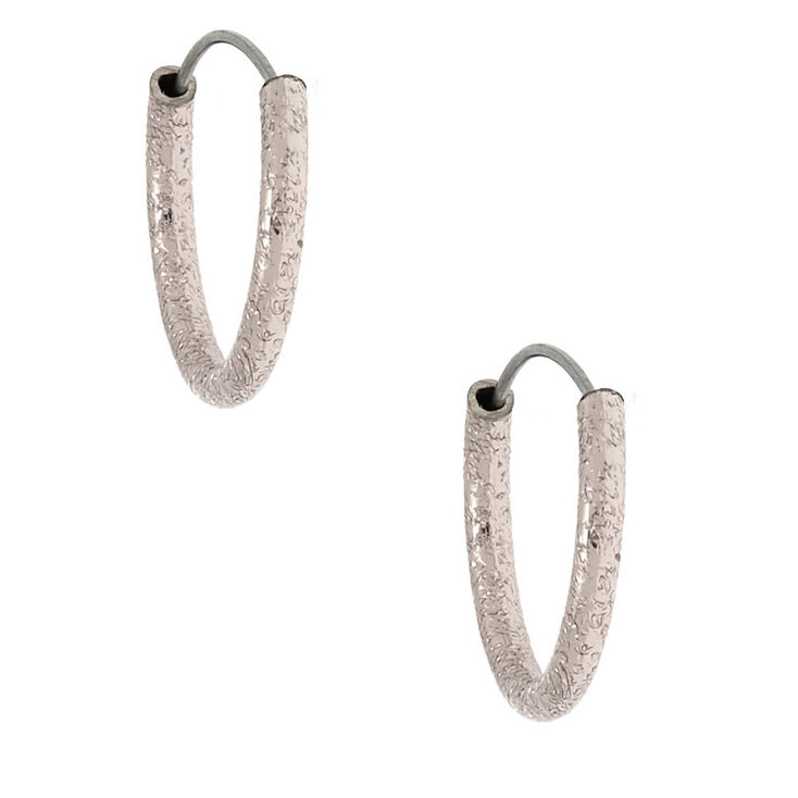 Silver 10MM Sandblasted Hoop Earrings,