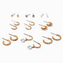 Gold-tone Mixed Textured Hoop &amp; Stud Earrings - 9 Pack,