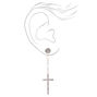 Silver 2.5&quot; Embellished Cross Drop Earrings,