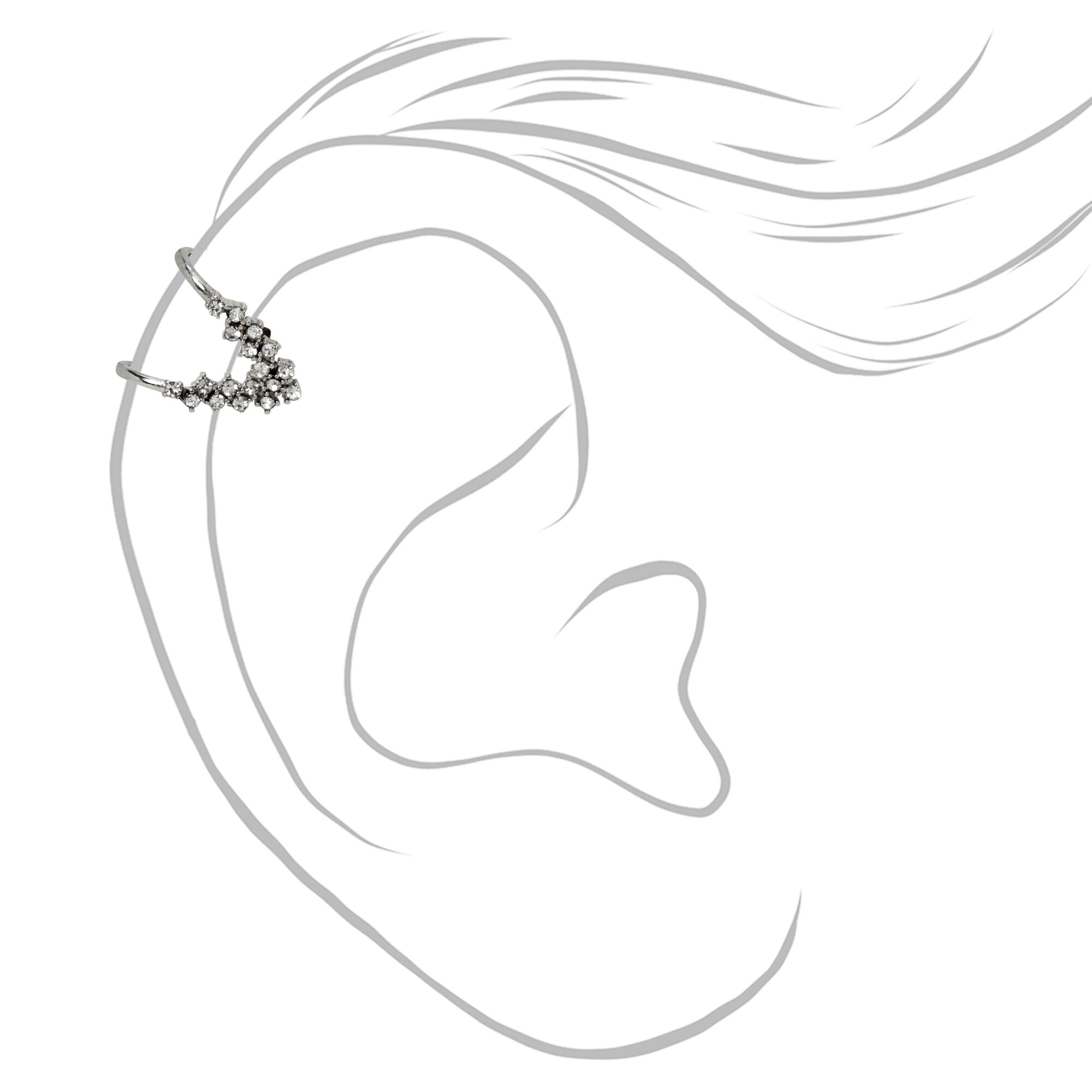 Silver Crystal Arrow Faux Helix Earring,
