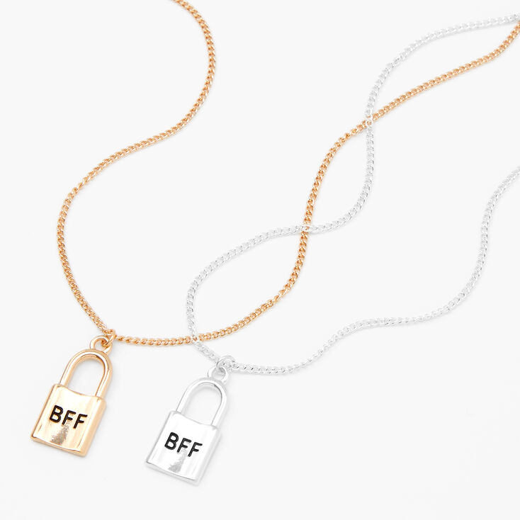 Best Friends Mixed Metal Padlock Pendant Necklaces - 2 Pack,