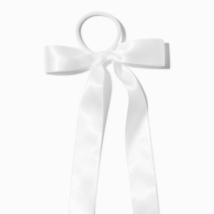 White Satin Bow Hair Tie,