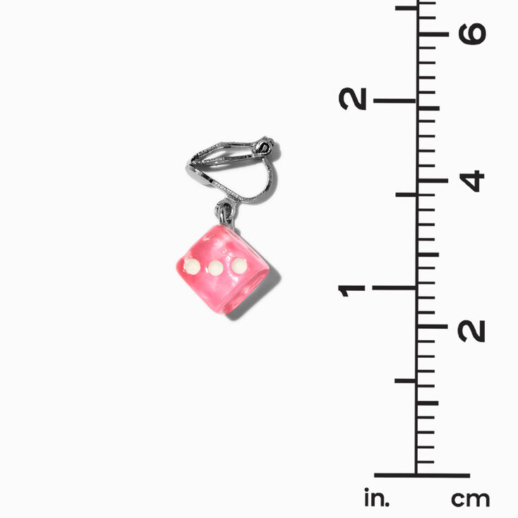 Pink Dice 0.5&quot; Clip-On Drop Earrings,