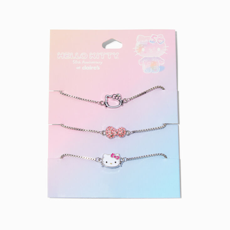 Hello Kitty&reg; 50th Anniversary Claire&#39;s Exclusive Silver-tone Bracelet Set - 3 Pack,