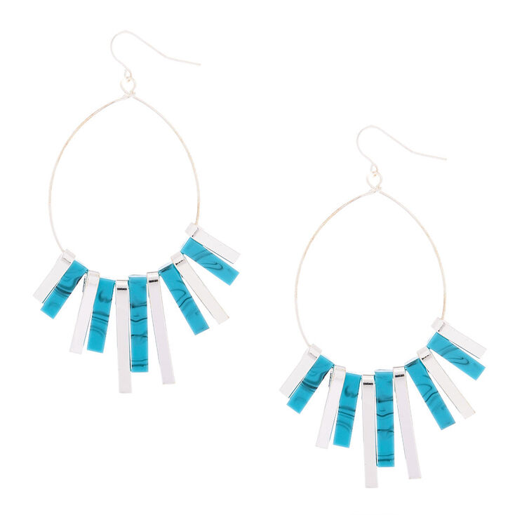 Claire's Pendantes barre turquoise effet marbré 6,3 cm couleur argenté