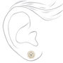 Silver Rose Pearl Stud Earrings - Pink, 6 Pack,