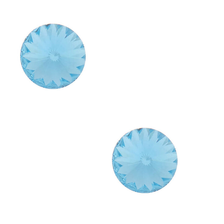 Sterling Silver 6MM Swarovski&reg; Stone Stud Earrings - Baby Blue,