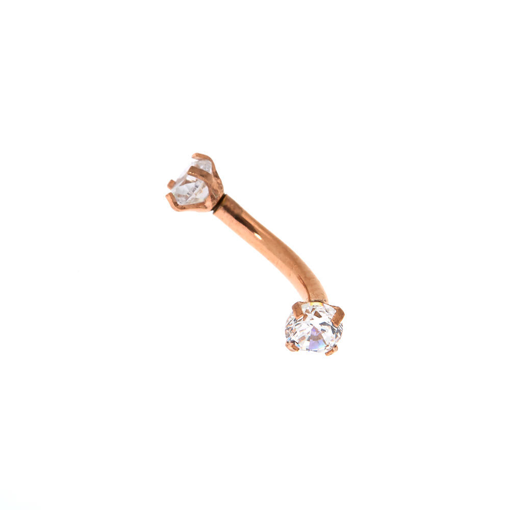 Rose Gold Cubic Zirconia 16G Rook Earring
