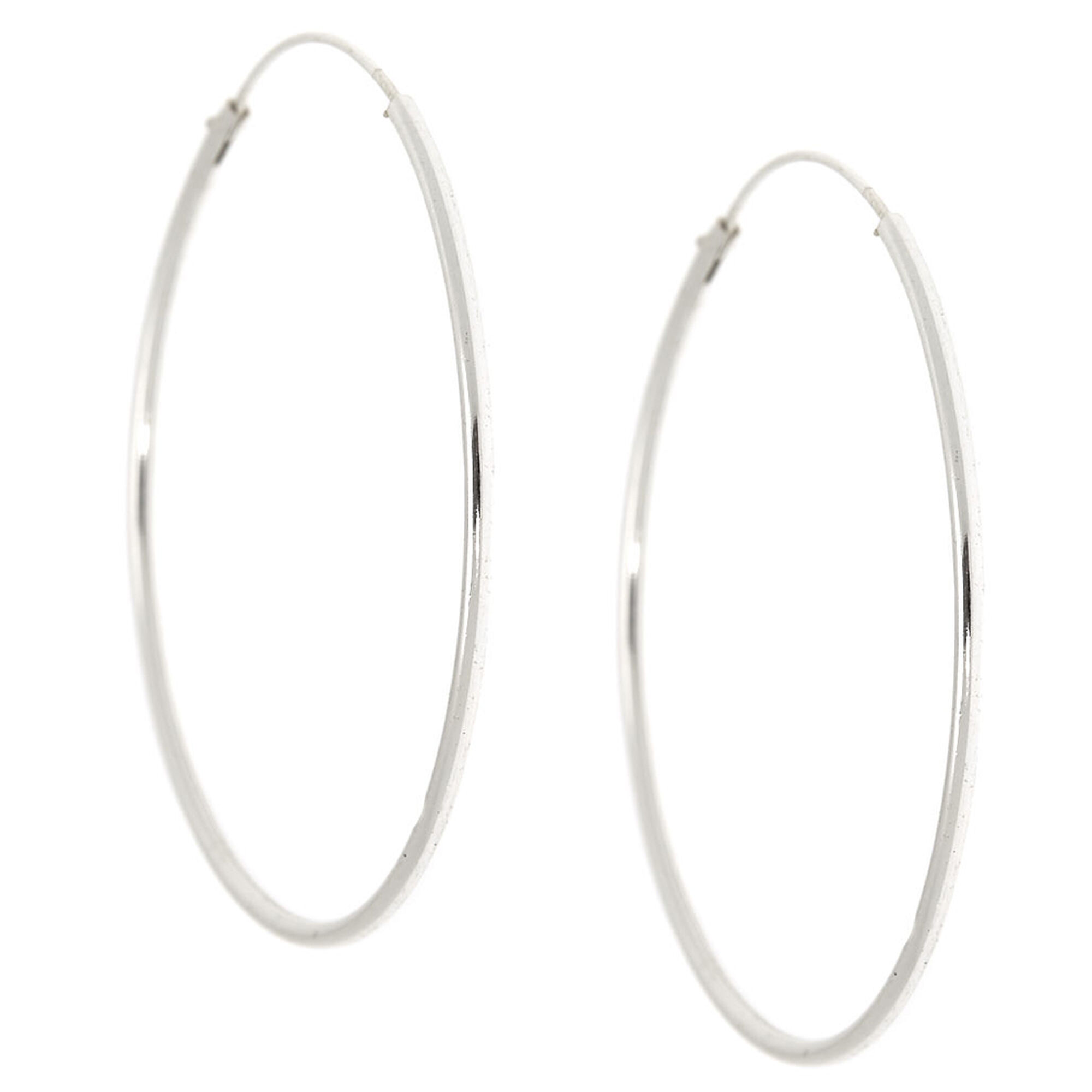 Sterling Silver 40m Infinity Hoop Earrings Claire S Us Sterling Silver 40m Infinity Hoop Earrings