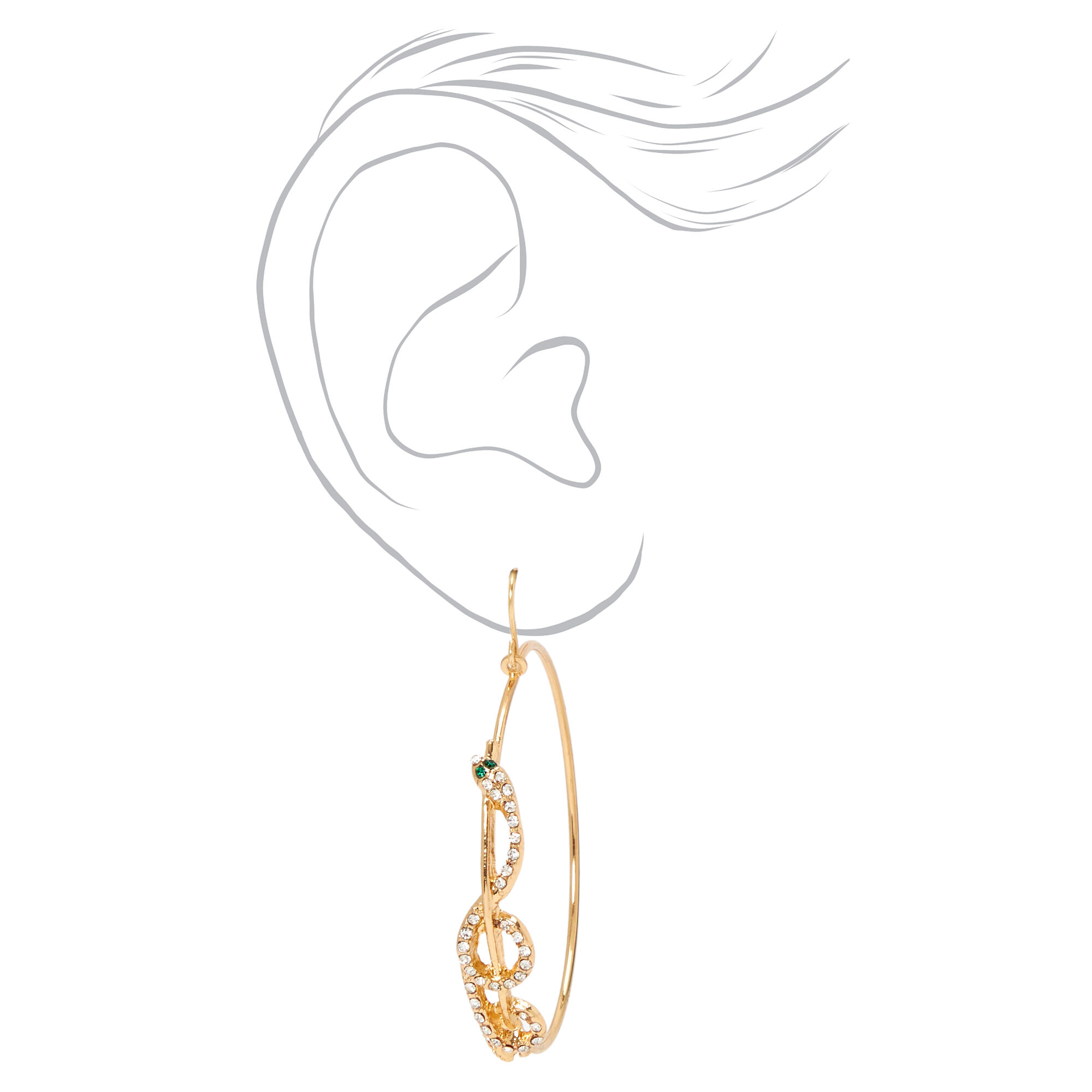 Gold Embellished Snake Wrap Hoop Earrings,