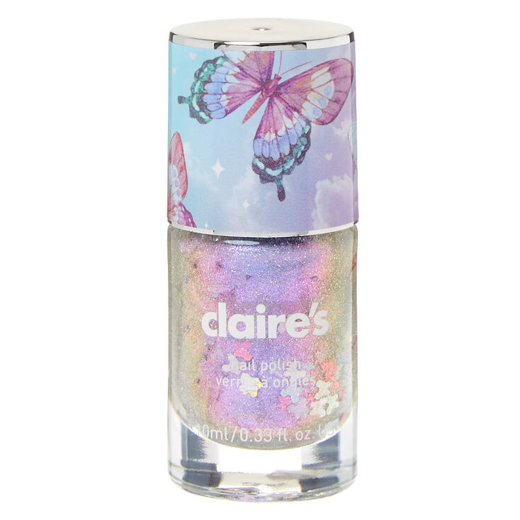 Butterfly Glitter Nail Polish - Purple,