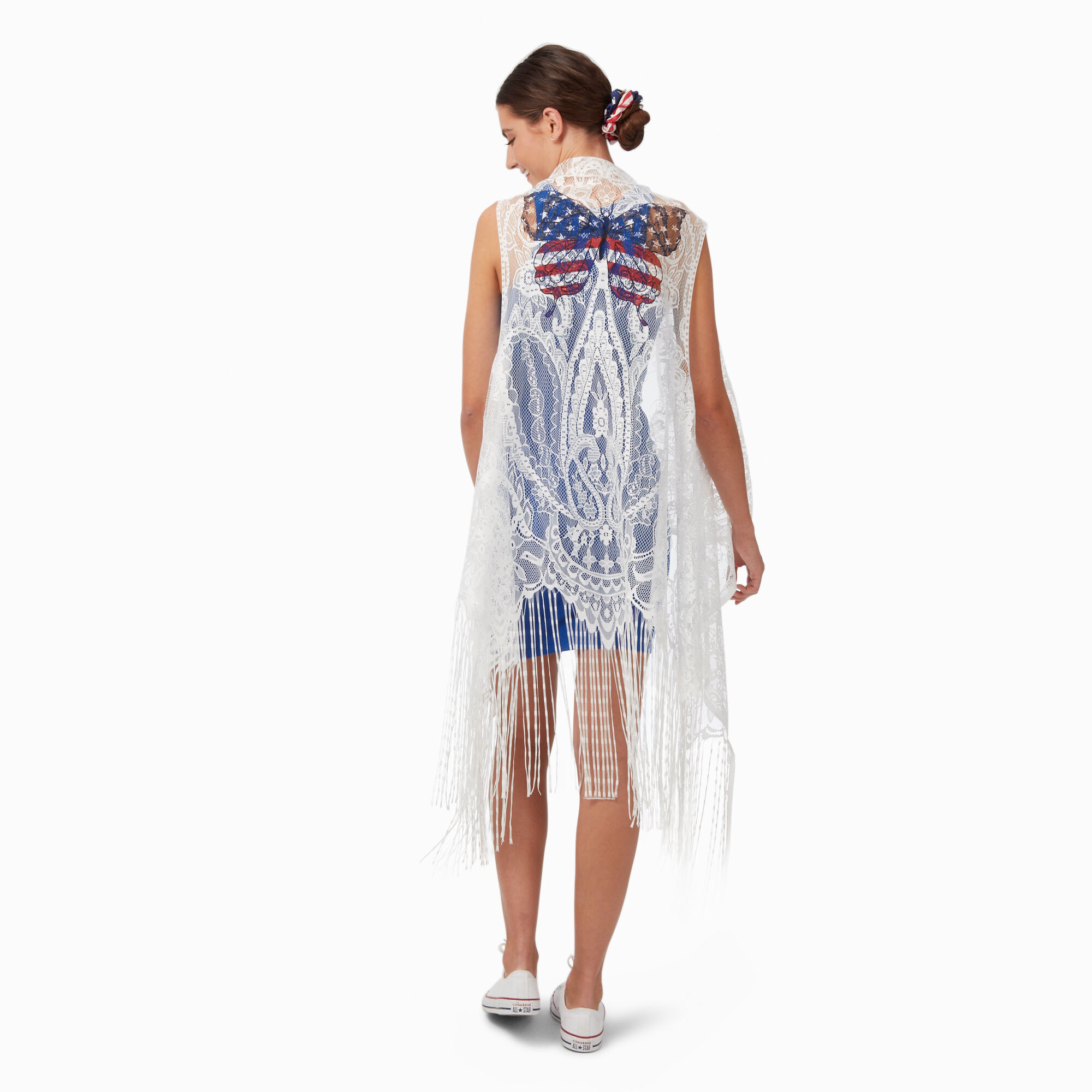 Stars & Stripes Butterfly Long Lace Vest,