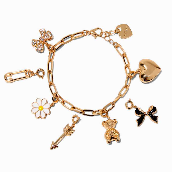 T H E M E x Claire&#39;s Gold-tone Girly Charm Bracelet,