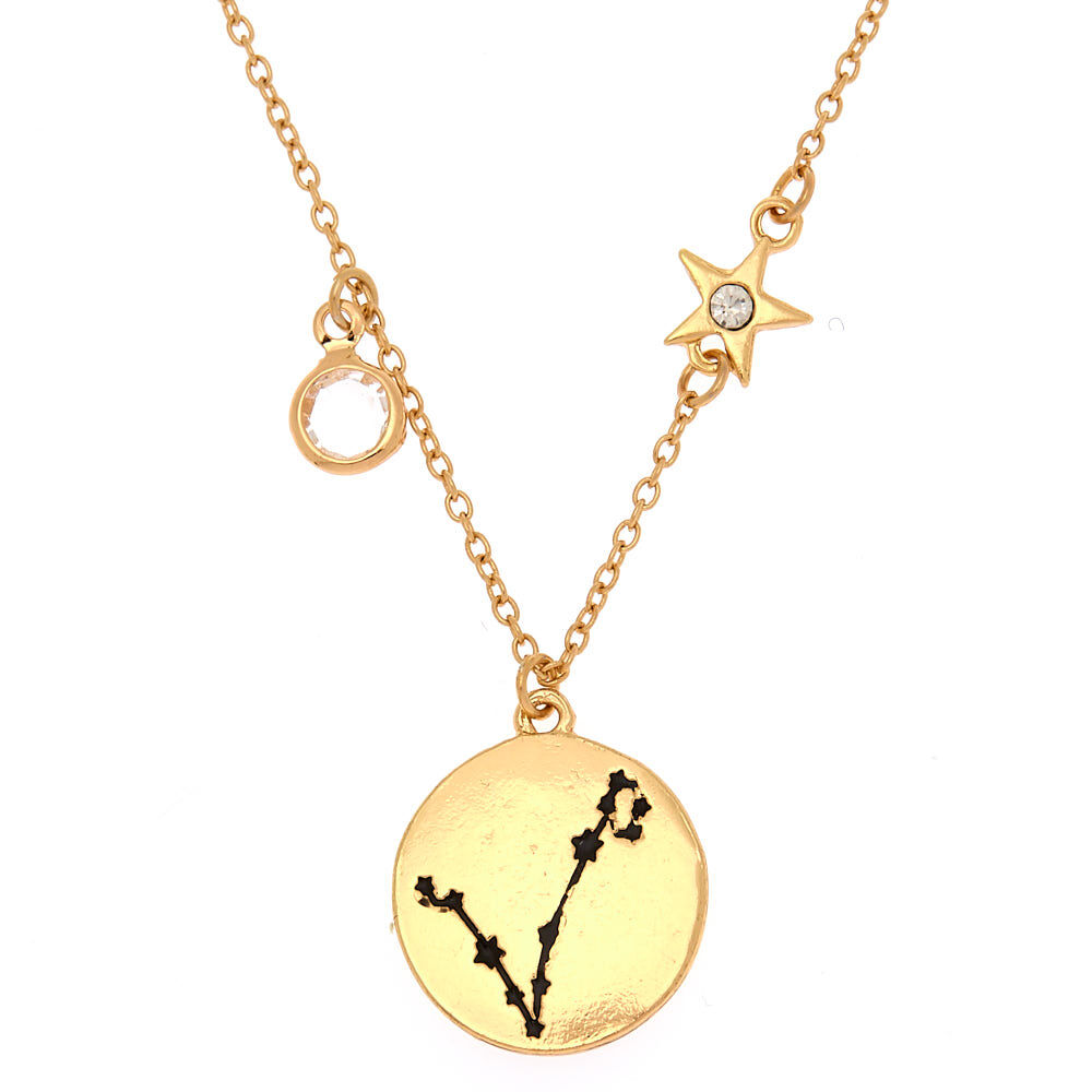 Gold Zodiac Pendant Necklace - Pisces,