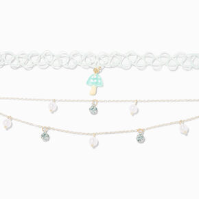 Claire&#39;s Club Teal Mushroom Bead Choker Necklaces - 3 Pack,