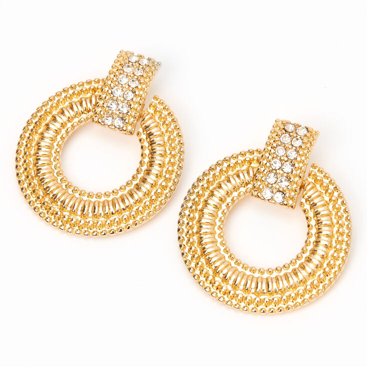 Claire's Pendantes heurtoir de porte circulaire ornées de strass 5 cm couleur dorée