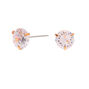 Gold Cubic Zirconia 7MM Round Stud Earrings,