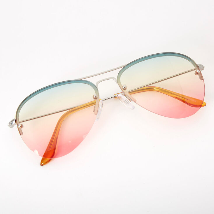 Rainbow Gradient Aviator Sunglasses,