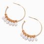 Rose Gold 60MM Pearl Charms Hoop Earrings,