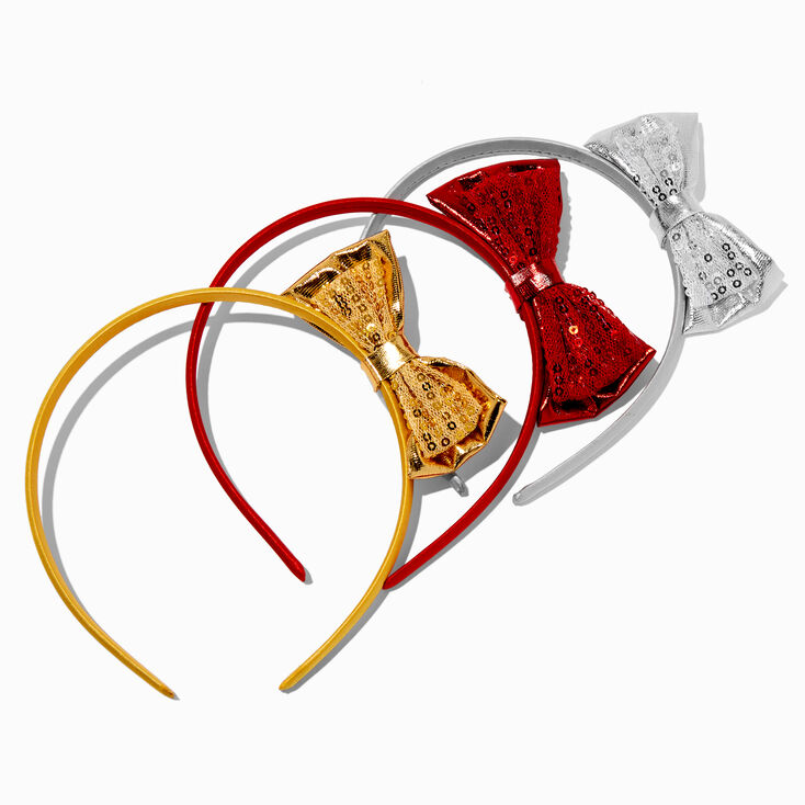 Claire&#39;s Club Holiday Metallic Bow Headbands - 3 Pack,