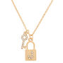 Gold Lock &amp; Key Initial Pendant Necklace - J,
