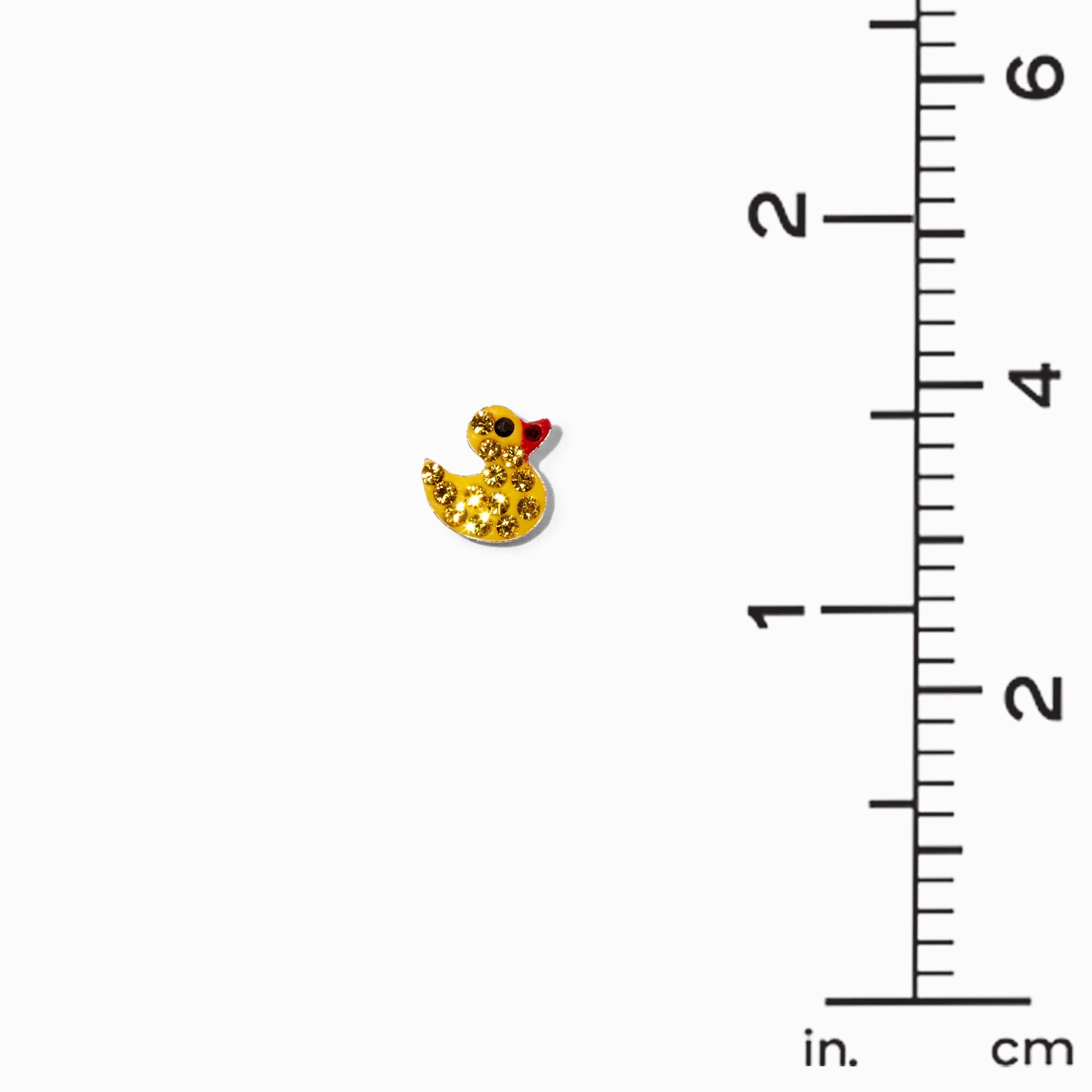 C LUXE by Claire's Sterling Silver Crystal Rubber Ducky Stud Earrings,